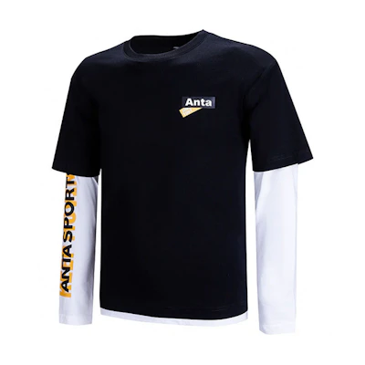 Anta Color Block Crewneck Pullover Sweatshirt Black 152138405-2