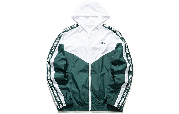 Anta Colorblock Breathable Hooded Jacket Gulf Green Casual Series 152028608-1