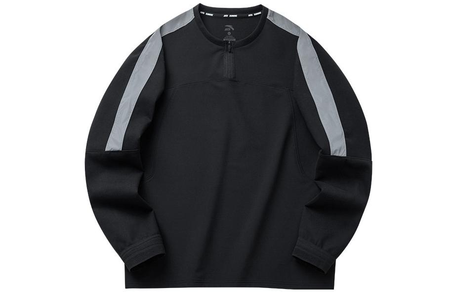 Anta Colorblock Crewneck Loose Pullover Sweatshirt Men Black 152215704-3