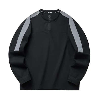 Anta Colorblock Crewneck Loose Pullover Sweatshirt Men Black 152215704-3