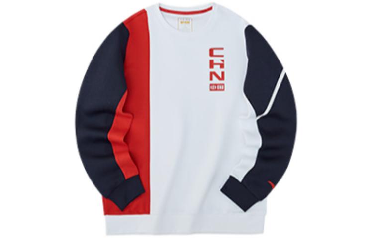 Anta Colorblock Letter Print Drawstring Hoodie Blue () 152237708-5
