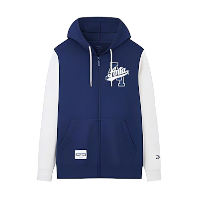 Anta Colorblock Letter Print Hoodie Jacket Unisex Deep Navy/Pumice White 152338730-2