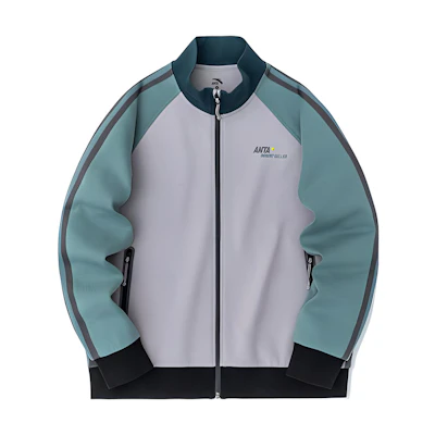 Anta Colorblock Letter Zip Jacket - Magic Carpet Gray 152317746-2