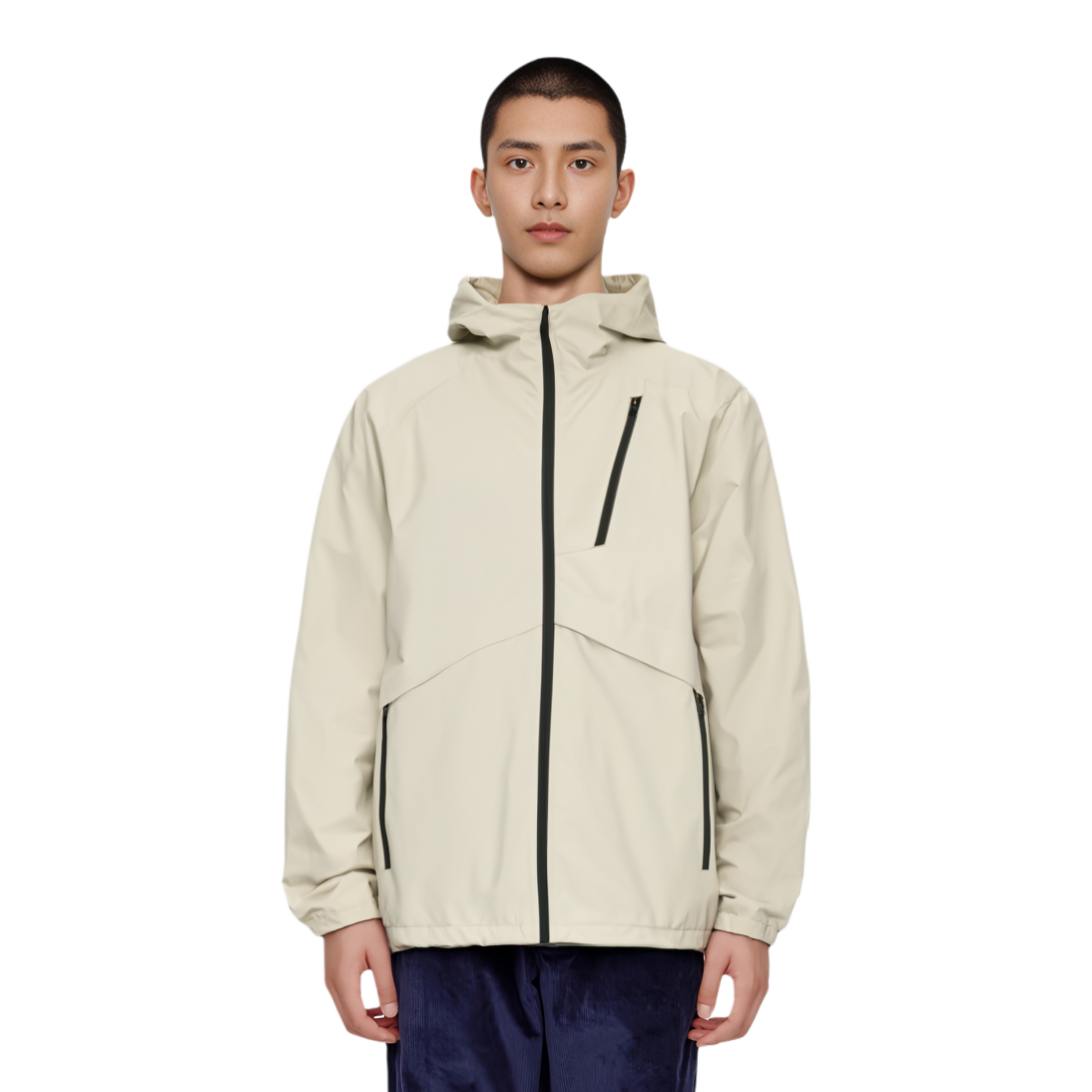 Lookbook 安踏拼色訓練連帽外套-透氣舒適白色款 152437628-1