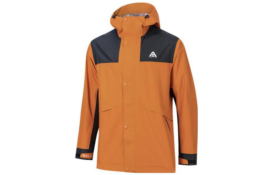 Anta Colorblock Waterproof Hooded Jacket Amber Yellow Unisex Windproof Breathable 952317601-3