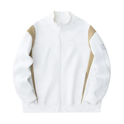 Anta Colorblock Zip-Up Sports Jacket Cream White 152418753-1