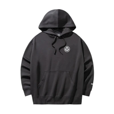 Anta Comfortable Casual Letter Print Loose Hoodie in Dark Sauce Gray 172438707-3