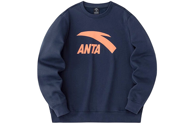 Anta Crewneck Fleece Sweatshirt Unisex Lifestyle Series - Deep Navy 972348712-4