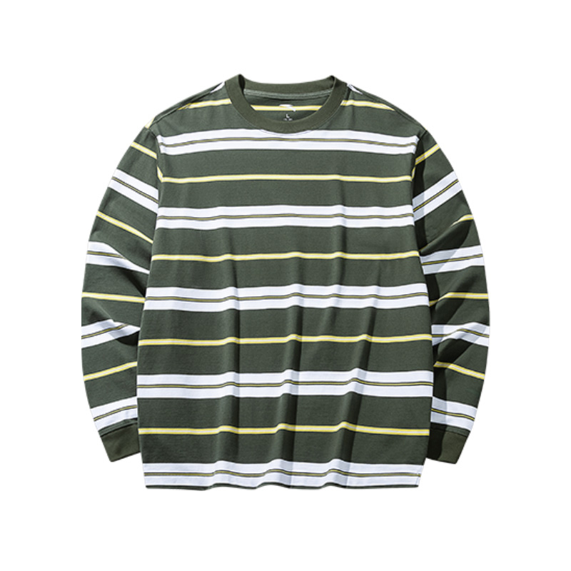 Anta Crewneck Oversized Striped Sweatshirt - Olive Green 152448406U-2