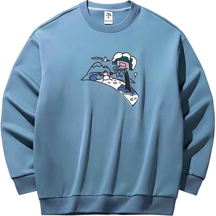 Anta Crewneck Sweatshirt Unisex Cloud Blue - Breathable, Printed, Casual Fit 972441706-3