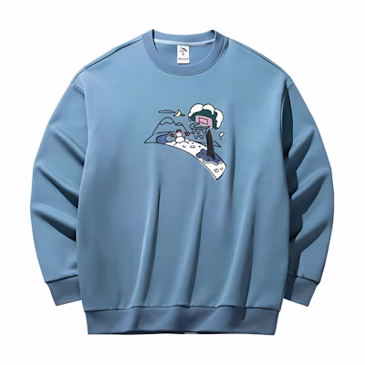 Anta Crewneck Sweatshirt Unisex Cloud Blue - Breathable, Printed, Casual Fit 972441706-3