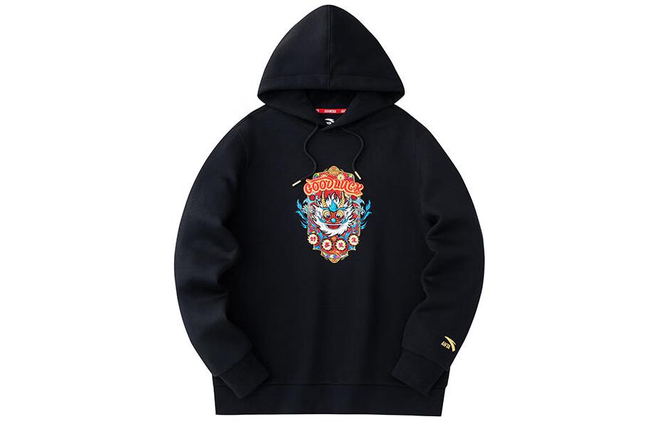 Anta Dragon Year Cartoon Hoodie Basic Black 152418746-3