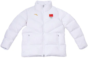 Order Anta Embroidered National Flag Stand Collar Short Down Jacket Unisex White 552210718-2