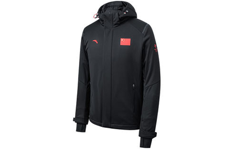 Anta Flag Print Hoodie Jacket Black - Unisex Trendy Couple Style 152040726-2