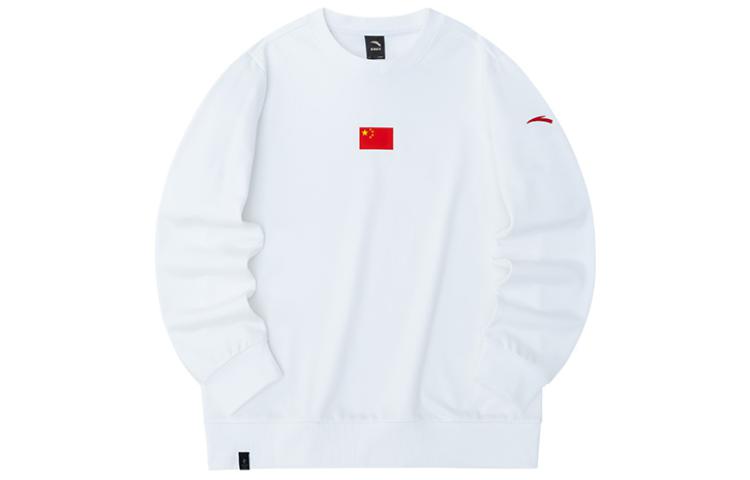 Anta Flag Print Logo Crewneck Pullover Sweatshirt Unisex Pure White 172250701-1