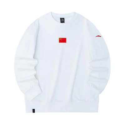 Anta Flag Print Logo Crewneck Pullover Sweatshirt Unisex Pure White 172250701-1