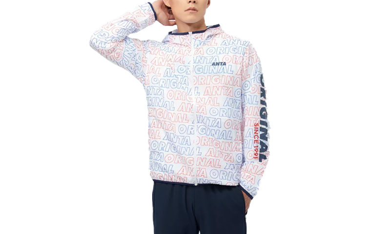 Anta Full-Print Casual Sports Hoodie Jacket Magnolia White 152028611-1