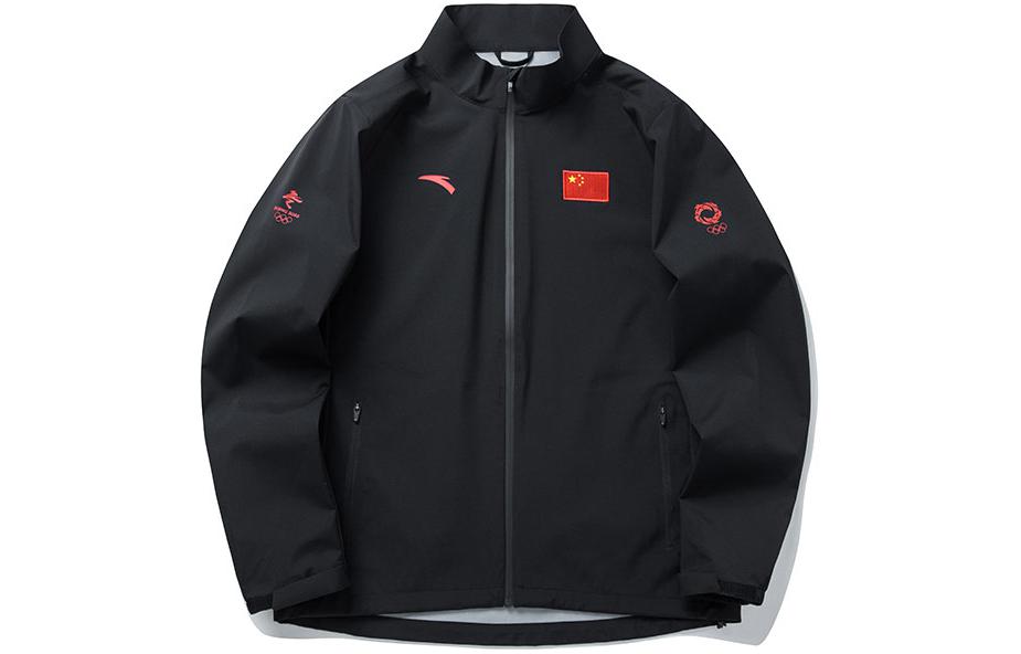 Anta FW22  Black Zip-Up Jacket with Logo - Streetwear Essential. 152130609-2