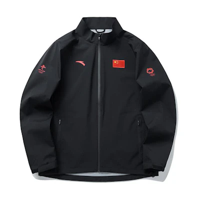 Anta FW22 Black Zip-Up Jacket with Logo - Streetwear Essential. 152130609-2
