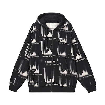 Anta FW22 Abstract Letter Print Zip-up Sweatshirt Unisex - Black 172238718-3