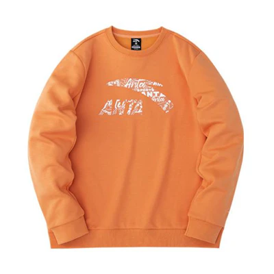 Anta FW22 Big Logo Fleece Crewneck Sweatshirt Orange 952248705-3