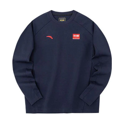 Anta FW22 Blue Crewneck Sweatshirt with Logo Print 952237413-2