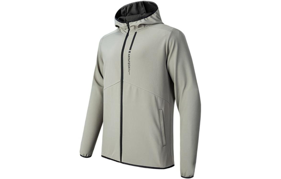 Anta FW22 Gray Waterproof Hoodie Jacket with Letter Print Design 952247611-1