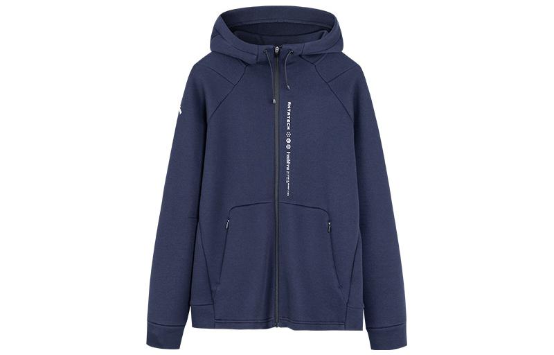 Anta FW22 Letter Print Zip Jacket Long Sleeve Sweatshirt Navy Blue (Men) 952237711-5