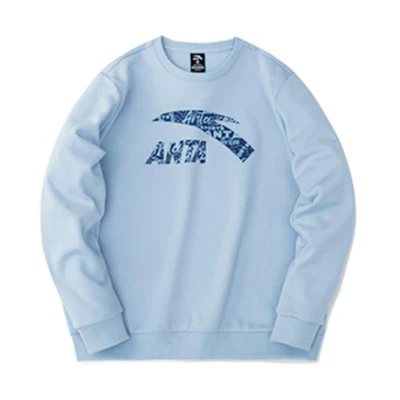 Anta FW22 Logo Crewneck Fleece Sweatshirt Sky Blue 952248705-1
