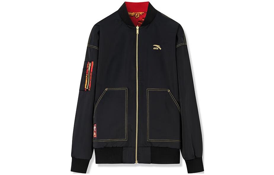 Anta FW22 Reversible Baseball Jacket Black Unisex with Logo Embroidery 152318608-2