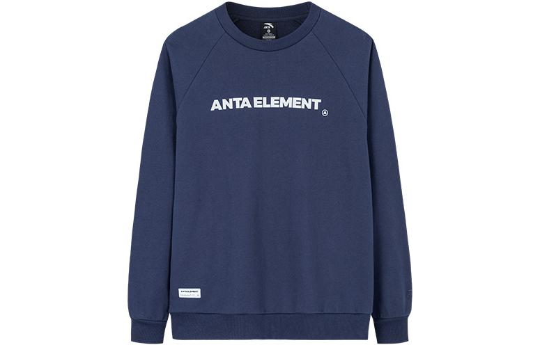 Anta FW22 Unisex Pullover Sweatshirt with Letter Print in Deep Blue 952238714-4