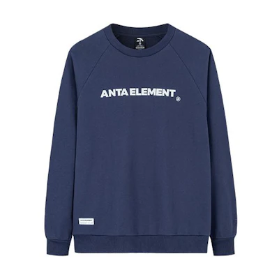 Anta FW22 Unisex Pullover Sweatshirt with Letter Print in Deep Blue 952238714-4