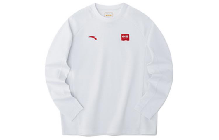 Anta FW22 White Crewneck Logo Print Pullover Sweatshirt 952237413-1