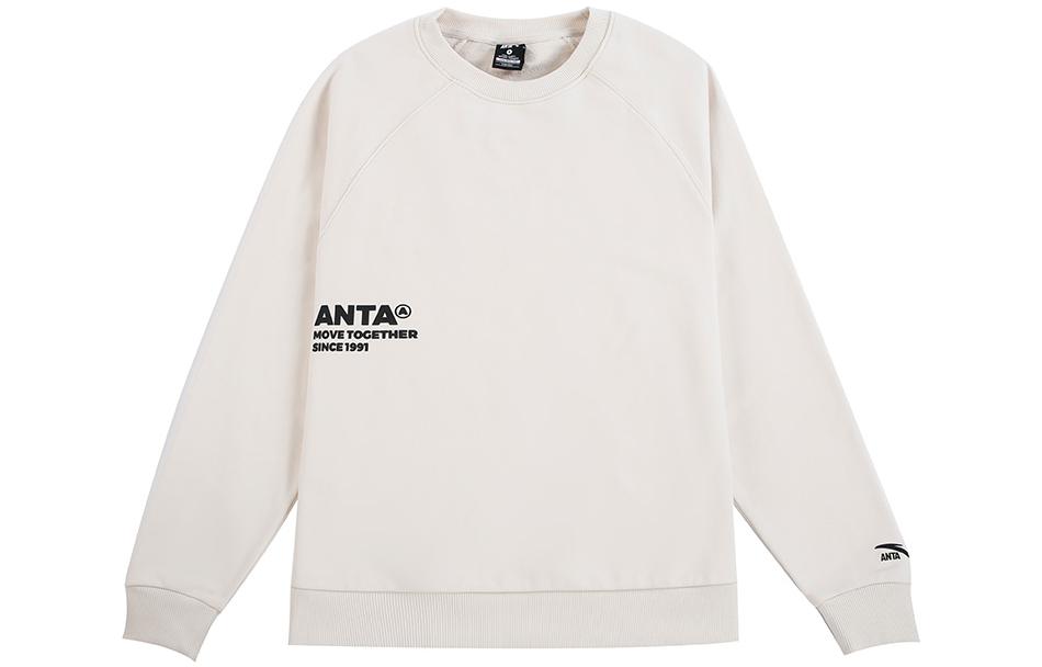 Anta FW22 White Crewneck Loose-Fit Casual Long-Sleeve Sweatshirt 952148721-1