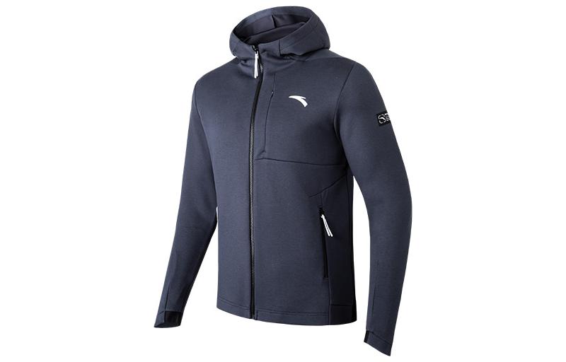 Anta Geometric Logo Zip-Up Hoodie Jacket - Gray 952217705-2