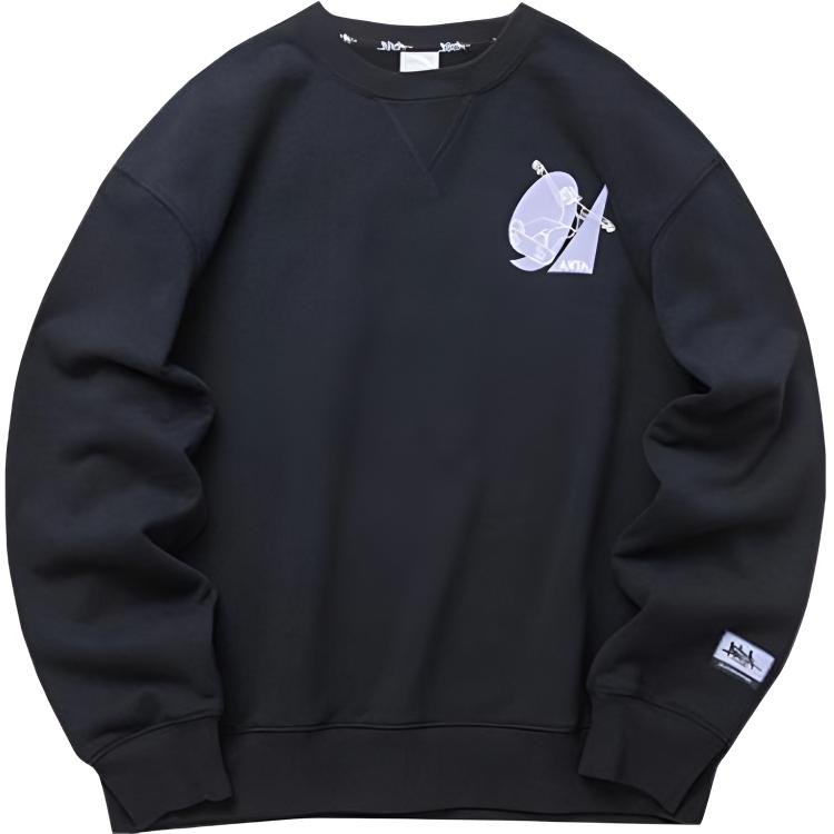 Anta Geometric Pattern Graphic Unisex Pullover Sweatshirt Black 172218701R-2