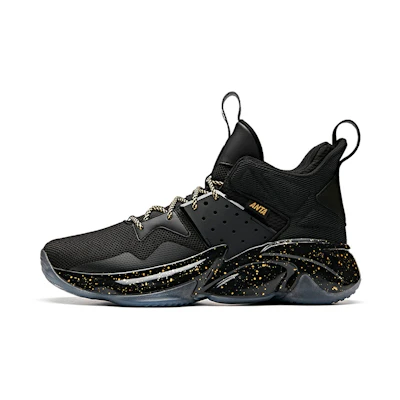 Anta Mid Top Basketball Shoes 'Black Gold White'