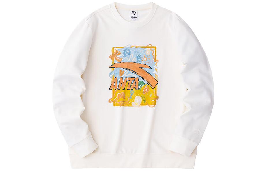 Anta Graffiti Print Crewneck Sweatshirt Vanilla White Unisex 972418706-1