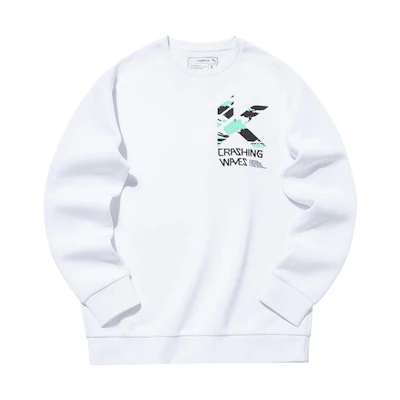 Anta Graphic Letter Print Crewneck Sweatshirt Pure White 152141710-1