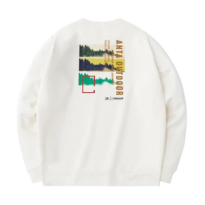 Anta Graphic Print Crewneck Pullover Sweatshirt - Off-White 152416706-1