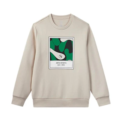 Anta Graphic Print Pullover Crewneck Sweatshirt Grey - Lifestyle Series 95948704-3