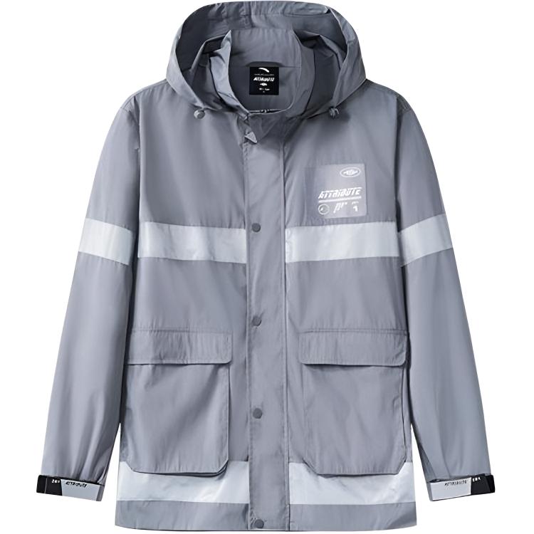 Anta Graphic Print Zipper Hoodie Jacket - Gray 95938610-1