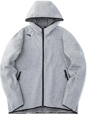 Anta Gray Knit Jacket with Solid Color Print Logo and Zippered Hoodie 952247708-1 Buy Anta Gray Knit Jacket with Solid Color Print Logo and Zippered Hoodie 952247708-1