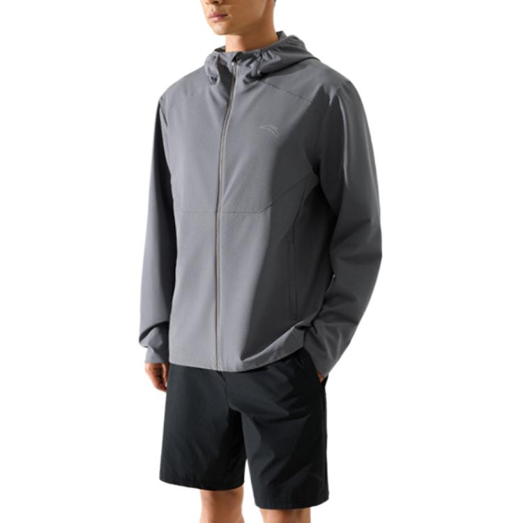Anta Gray Running Series Hooded Jacket - Waterproof, Windproof, Durable 952435602-2