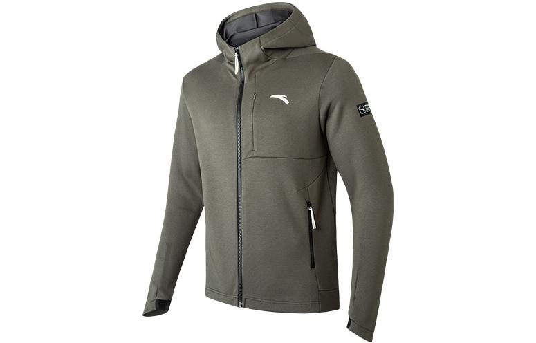 Anta Green Hoodie Jacket with Geometric Logo Design 952217705-3