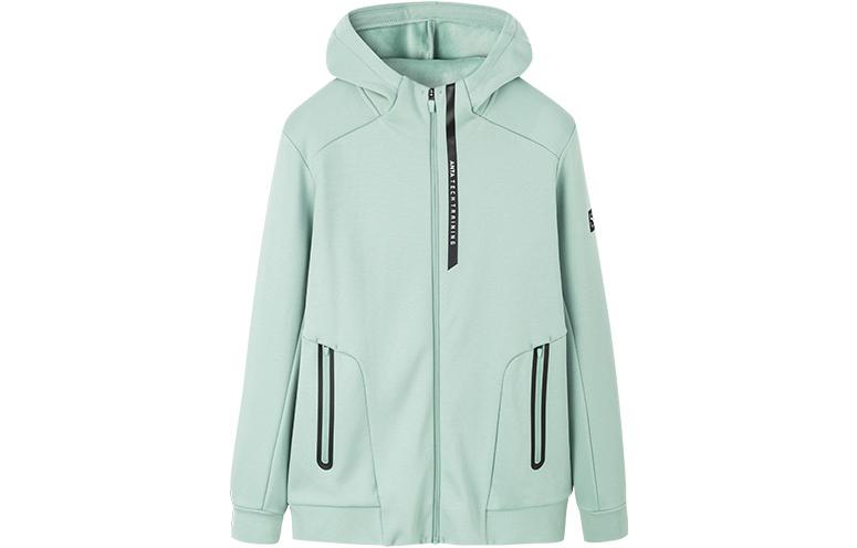 Anta Green Solid Logo Print Zip-Up Hoodie Jacket 152247741-1