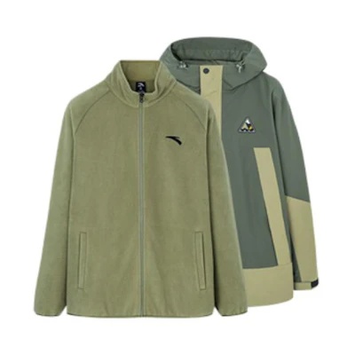 Anta Green Training Series Full-Print 3-in-1 Zip-Up Hooded Jacket 952247670-2
