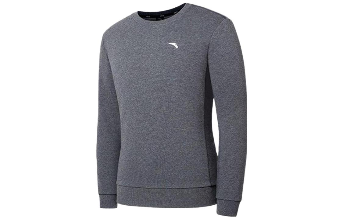 Anta Grey Pullover Crewneck Sweatshirt with Logo Print 952037759-3