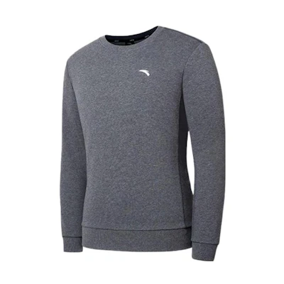 Anta Grey Pullover Crewneck Sweatshirt with Logo Print 952037759-3