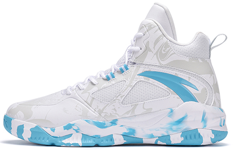 Anta Badao Basketball High Top Shoes 'White Blue' 112141649S-3